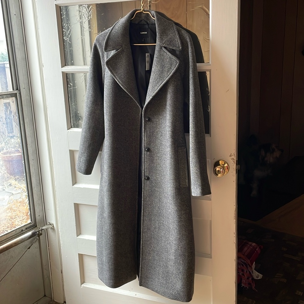 EXPRESS double breasted herringbone wrap coat